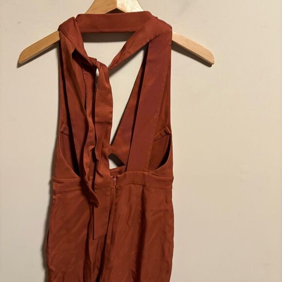 Reiss Alma Cut-Out Halter Jumpsuit in Rust- Size 2 - Picture 7 of 15